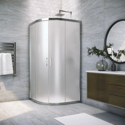 Душевой уголок Vegas Glass ZS Tur Novo h1900 120 08 10 профиль глянцевый хром, стекло сатин, четверть круга, двери раздвижные