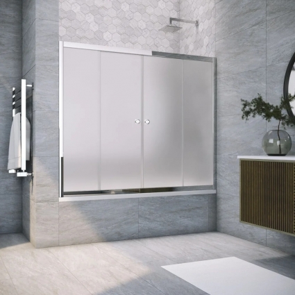 Шторка на ванну Vegas Glass Z2V Tur Novo 170 08 10 профиль глянцевый хром, стекло сатин, раздвижная