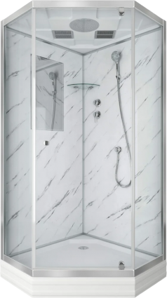 Душевая кабина Niagara Luxe 7701DM 90х90, серебро, поддон средний, стекло прозрачное