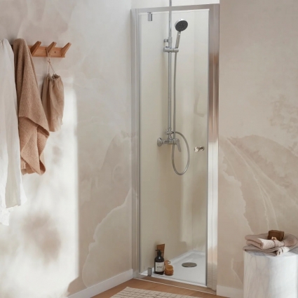 Душевая дверь в нишу Jacob Delafon Serenity 80 профиль хром распашная, стекло прозрачное