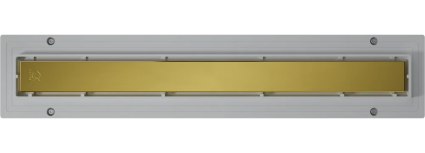Душевой лоток CK DRAIN 1105-00155 GOLD 55 см, с мокрым затвором, щелевой, из нержавеющей стали, с решеткой, золото, в пол около стены, выпуск боковой
