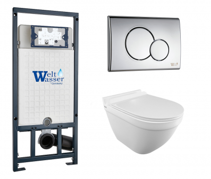Комплект 3 в 1 инсталляция WeltWasser WW Marberg 507 + Унитаз подвесной Iddis Cloud CLORDSEi25 с кнопкой хром RD