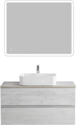 Мебель для ванной Cezares Molveno 46 100 legno bianco, со столешницей marmo crema opaco, подвесная, матовая