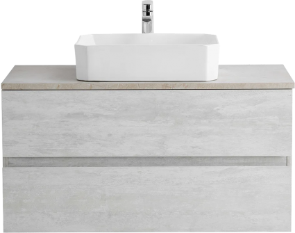Тумба с раковиной Cezares Molveno 46 100 legno bianco, со столешницей marmo crema opaco, подвесная, матовая