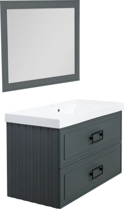 Мебель для ванной La Fenice Cubo Twin 100 серая подвесная, матовая