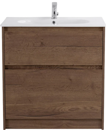 Тумба с раковиной BelBagno Kraft 80 напольная, rovere tabacco, раковина LOV-800-LVB, матовая, с ящиками