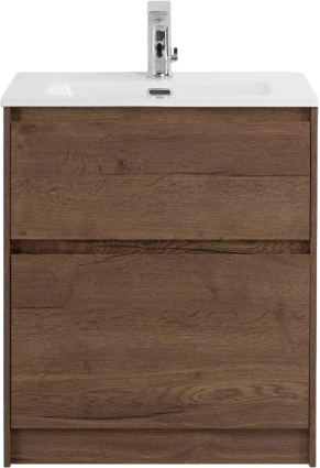 Тумба с раковиной BelBagno Kraft 60 напольная, rovere tabacco, раковина BB600ETL, матовая, с ящиками