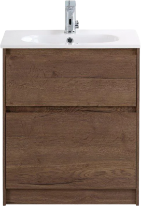 Тумба с раковиной BelBagno Kraft 60 напольная, rovere tabacco, раковина BB1923-600, матовая, с ящиками
