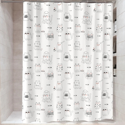 Штора для ванной Fora Cats FOR-PH-CATS 180х180, белая в современном стиле