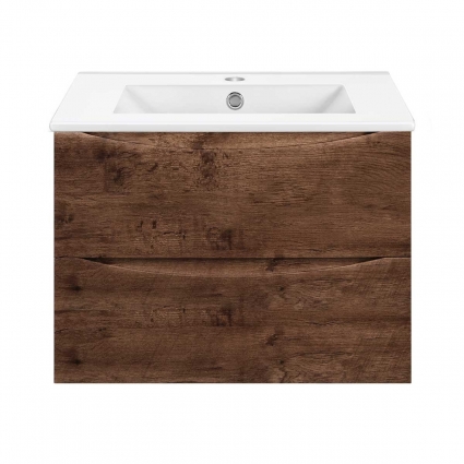 Тумба с раковиной Vincea Mia Slim 70 R.Wood, подвесная, с ящиками