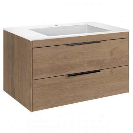 Тумба c раковиной Vincea Chiara 80 N.Oak подвесная, с ящиками