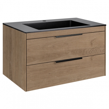 Тумба c раковиной Vincea Chiara 80 N.Oak подвесная, с ящиками
