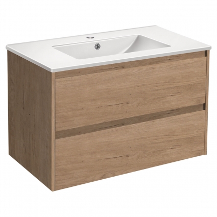Тумба c раковиной Vincea Gio 80 N.Oak подвесная, с ящиками