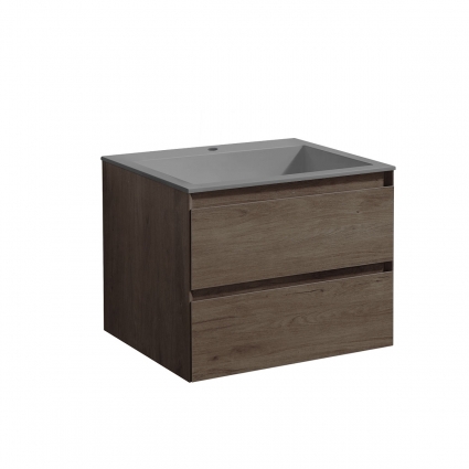 Тумба c раковиной Vincea Luka 60 R.Oak подвесная, с ящиками