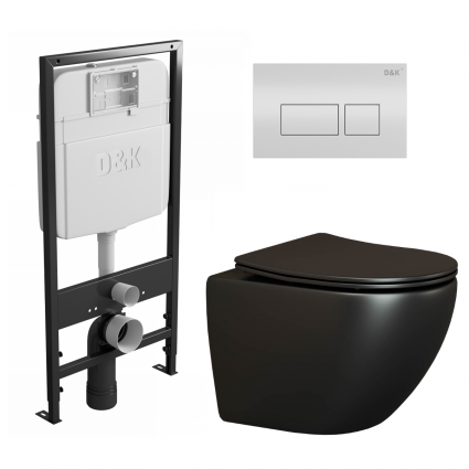 Комплект 3 в 1 инсталляция D&K DI8055119 + Унитаз подвесной Ceramica Nova Metropol CN4002MB + Кнопка прямоугольная белая