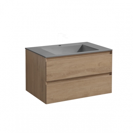 Тумба c раковиной Vincea Luka 80 N.Oak подвесная, с ящиками