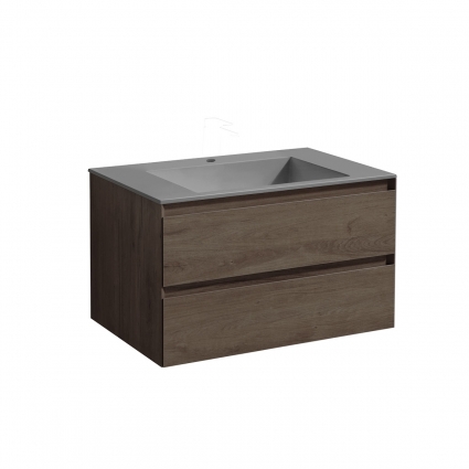 Тумба c раковиной Vincea Luka 80 R.Oak подвесная, с ящиками