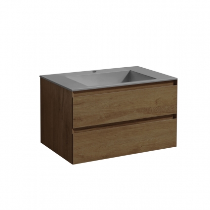 Тумба c раковиной Vincea Luka 80 T.Oak подвесная, с ящиками