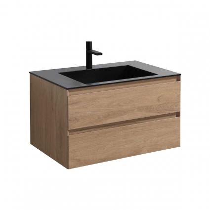 Тумба c раковиной Vincea Luka 80 N.Oak подвесная, с ящиками