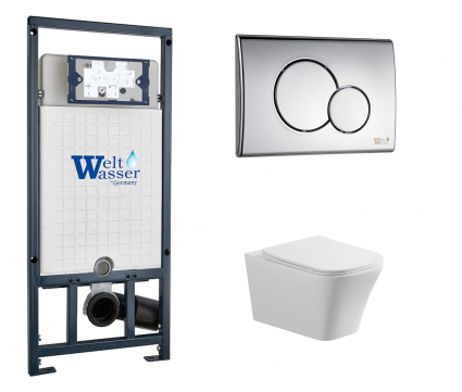 Комплект 3 в 1 инсталляция WeltWasser WW Marberg 507 + Унитаз подвесной Vincea Cool VT1-210 с кнопкой хром RD