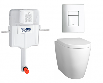 Комплект 3 в 1 смывной бачок скрытого монтажа Grohe GD2 + Унитаз приставной BelBagno Marino + Кнопка Skate Cosmopolitan хром