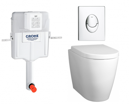 Комплект 3 в 1 смывной бачок скрытого монтажа Grohe GD2 + Унитаз приставной BelBagno Marino + Кнопка Skate Air хром