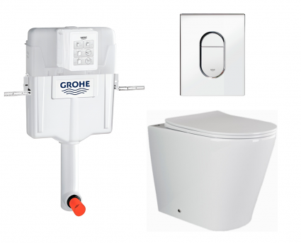 Комплект 3 в 1 смывной бачок скрытого монтажа Grohe GD2 + Унитаз приставной Ceramica Nova Highlight CN1812 + Кнопка Arena Cosmopolitan хром