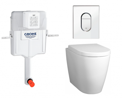 Комплект 3 в 1 смывной бачок скрытого монтажа Grohe GD2 + Унитаз приставной BelBagno Marino + Кнопка Arena Cosmopolitan хром