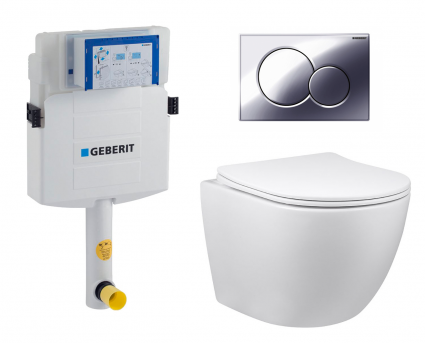 Комплект 3 в 1 смывной бачок скрытого монтажа Geberit Duofix UP320 + Унитаз приставной Vincea Globo VT1-14S + Кнопка Geberit Sigma 01 хром