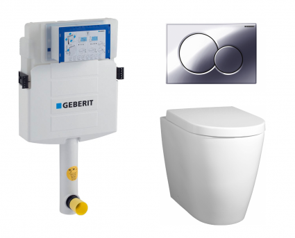 Комплект 3 в 1 смывной бачок скрытого монтажа Geberit Duofix UP320 + Унитаз приставной BelBagno Marino + Кнопка Geberit Sigma 01 хром
