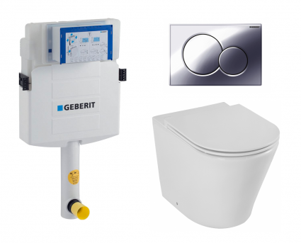Комплект 3 в 1 смывной бачок скрытого монтажа Geberit Duofix UP320 + Унитаз приставной Jacob Delafon Rodin+ EDAA102-00 + Кнопка Geberit Sigma 01 хром