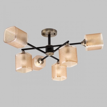 Потолочная люстра IMEX MD.4212-6-S-BK+AB в стиле модерн, цвет янтарный