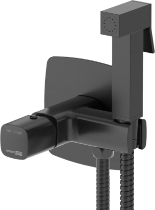 Гигиенический душ Wasserkraft Nuthe 9138 со смесителем, С ВНУТРЕННЕЙ ЧАСТЬЮ, черный soft-touch в современном стиле