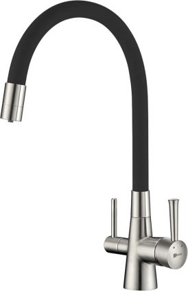 Смеситель для кухни Lemark Comfort LM3075BN-Black с гибким изливом, никель, черный, однорычажный