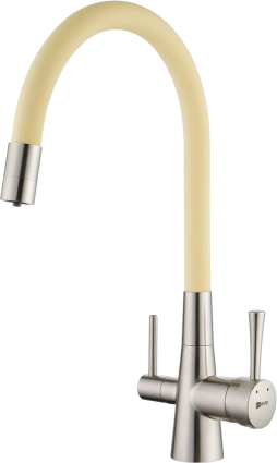 Смеситель для кухни Lemark Comfort LM3075BN-Beige с гибким изливом, никель, бежевый, однорычажный