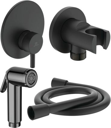 Гигиенический душ Ideal Standard BD651XG со смесителем, С ВНУТРЕННЕЙ ЧАСТЬЮ, матовый черный в современном стиле