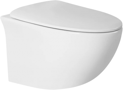 Унитаз подвесной BOND Oval F05-10 безободковый, с микролифтом, белый, 37x52 см