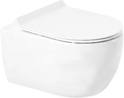 Унитаз подвесной Art&Max Bologna AM211CHR/AM211SC безободковый, с микролифтом, белый, 37x51 см