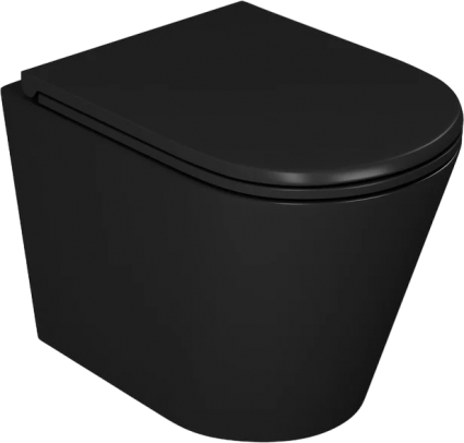 Унитаз подвесной D&K Venice черный, безободковый, с микролифтом, 35.5x51.5 см