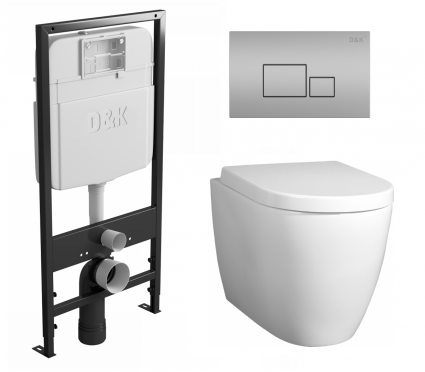 Комплект 3 в 1 инсталляция D&K DI8055119 + Унитаз подвесной BelBagno Marino + Кнопка прямоугольная матовый хром