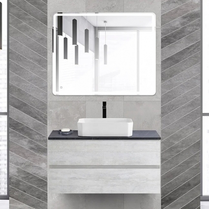 Мебель для ванной Cezares Molveno 46 100 legno bianco, со столешницей marmo nero opaco, подвесная, матовая