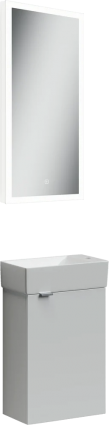 Мебель для ванной Sancos Mini 35 R подвесная, белый глянец, с дверками, фурнитура матовое серебро