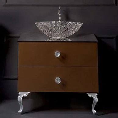 Тумба с раковиной Armadi Art NeoArt 80 шоколад с ручками Crystal хром, с ножками, подвесная, глянцевая