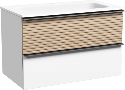 Тумба для комплекта Sancos Delta 80 дуб светлый, белый, подвесная, матовая
