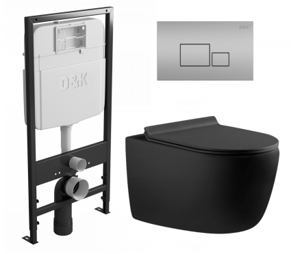 Комплект 3 в 1 инсталляция D&K DI8055119 + Унитаз подвесной Aquanet Cetus 287008 + Кнопка прямоугольная матовый хром
