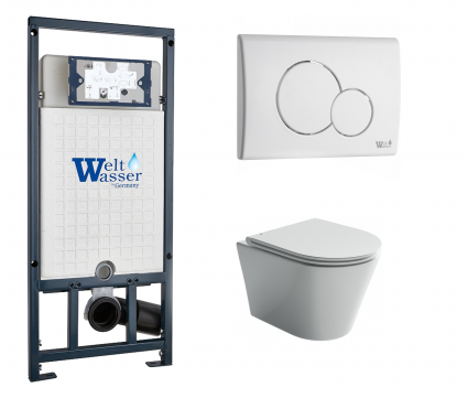 Комплект 3 в 1 инсталляция WeltWasser WW Marberg 507 + Подвесной унитаз Ceramica Nova Forma CN3011 с кнопкой белой RD