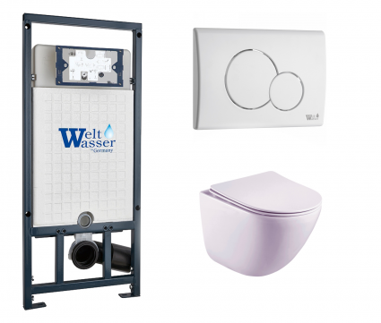 Комплект 3 в 1 инсталляция WeltWasser WW Marberg 507 + Унитаз подвесной Esbano Lotus ESUPLOTUW с кнопкой белой RD