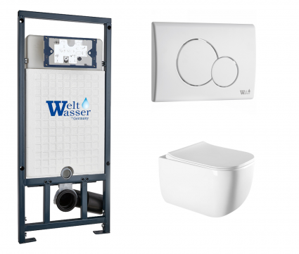 Комплект 3 в 1 инсталляция WeltWasser WW Marberg 507 + Унитаз подвесной Vincea Form VT1-35 с кнопкой белой RD