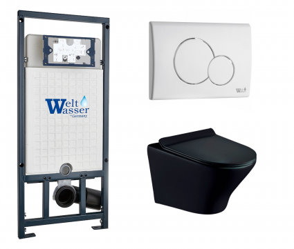 Комплект 3 в 1 инсталляция WeltWasser WW Marberg 507 + Унитаз подвесной Esbano Aster ESUPASTEBM с кнопкой белой RD