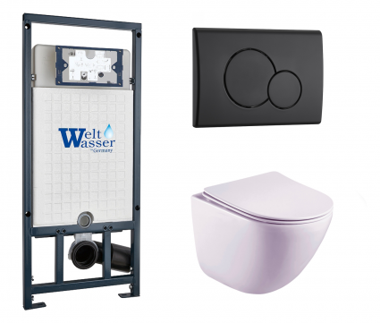 Комплект 3 в 1 инсталляция WeltWasser WW Marberg 507 + Унитаз подвесной Esbano Lotus ESUPLOTUW с кнопкой черной RD